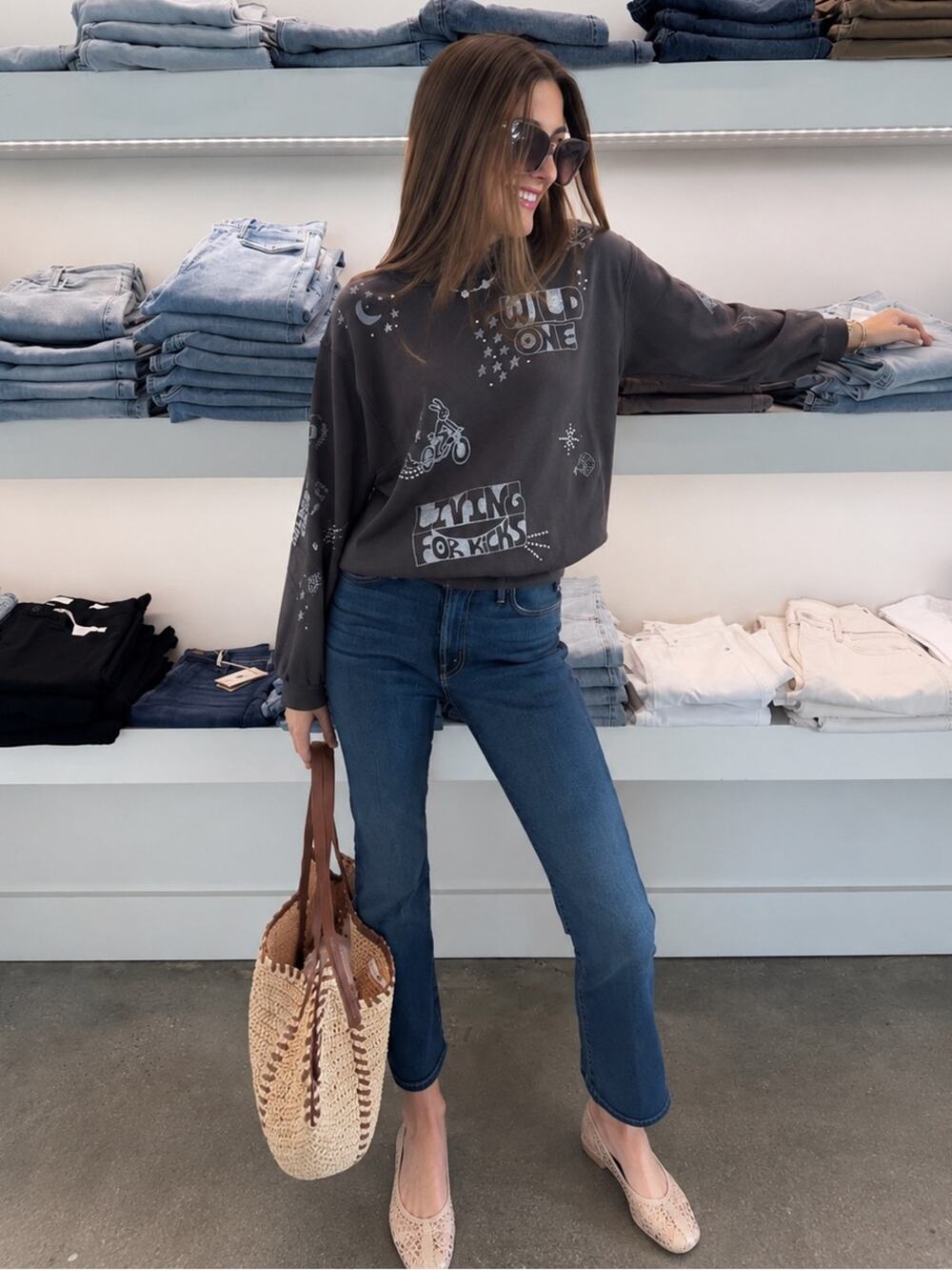 Mother The Drop Square Inset Sweatshirt